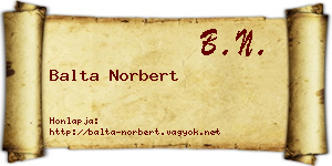 Balta Norbert névjegykártya